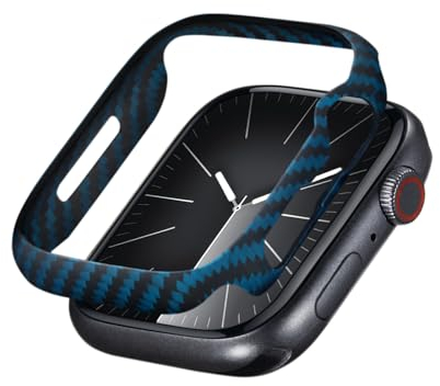 PITAKA Custodia protettiva per Apple Watch 9/8/7 (45 mm), ultra sottile e leggera, in fibra aramidica 600D, custodia durevole e antigraffio, colore: blu