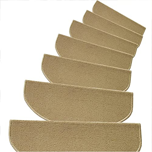 MyrRhe Beigefarbene gewebte Stufenmatte für besseren Halt und natürliche Textur – 21-teiliges Set, 65 x 24 cm