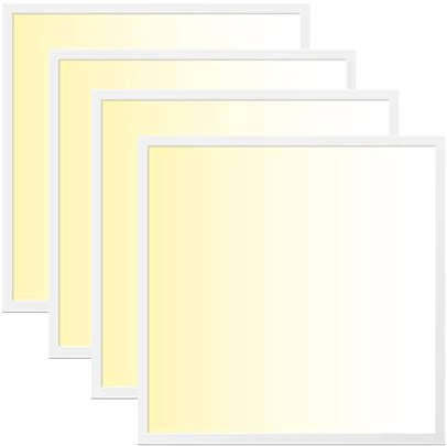 WSU Lights 4x LED Panel, Deckenleuchte, 62x62cm, 4400lm, 3000K, 40W, inkl. Trafo, Rasterleuchten, Einlegeleuchte, Büroleuchten (3000K, 4 Stück)