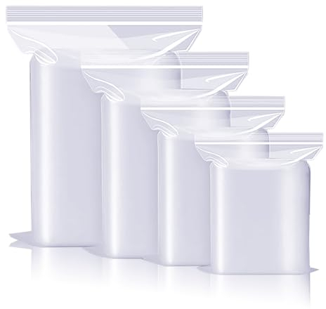 Resealable Plastic Bags, Clear Grip Seal Bags for Storage - Suit for Nuts, Grains, Collectibles, Clothes - 16X24cm 100PCS