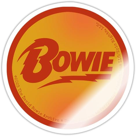 Spreadshirt David Bowie Roter Schriftzug Mit Blitz Sticker, max. 10 x 10 cm, 10 x 10 cm, Weiß glänzend