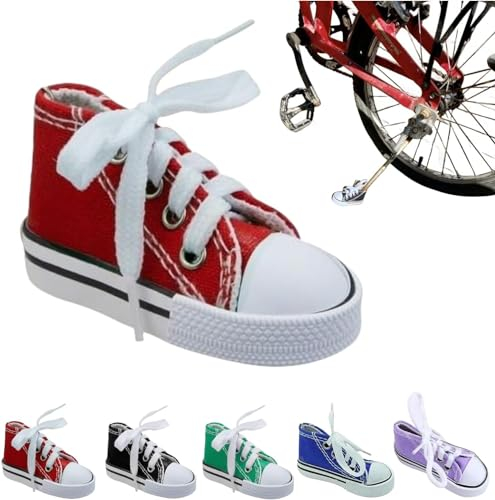 Fahrradständer, personalisierbar, Moto-Fußstütze, kleiner Schuh, Motorrad-Seitenständer, Verlängerungspad, 1 x Motorradständer, niedlicher Mini-Canvas-Schuhe, Seitenständer, Motorradzubehör (rot)