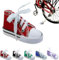 Fahrradständer, personalisierbar, Moto-Fußstütze, kleiner Schuh, Motorrad-Seitenständer, Verlängerungspad, 1 x Motorradständer, niedlicher Mini-Canvas-Schuhe, Seitenständer, Motorradzubehör (rot)