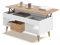 HOGAR24 ES - Mesa Centro Elevable con Cajón Deslizante y Huecos de almacenaje, Color Blanco y Madera. Medidas: 100cm x 50cm x 47cm.