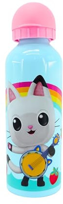 Gabby's Doll House Bouteille Réutilisable, Kitty Fairy et Pandy Paws Design en Aluminium Résistant, Bouteille D'eau pour Filles, Gourde de Voyage, Capacité 500 ml (Rose), GBD-0009