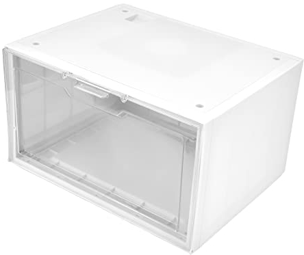 LED-Schuhbox, Stapelbare Sneaker-Aufbewahrungsvitrine für Zuhause, Einkaufszentrum, Sprachsteuerung, Transparente Tür (White)