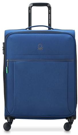 United Colors of Benetton Be Softside Erweiterbarer Gepäck mit Spinnrollen, Faded Denim, kariert, Größe M, 58,4 cm, Faded Denim, Checked-Medium 23 Inch, Be Softside Erweiterbares Gepäck mit