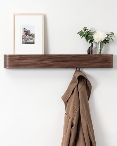 Kazai. Perchero Pared Madera 'Toke' | Diseño Moderno con Ganchos Ocultos | Panel de Chapa de Madera Maciza | Nogal