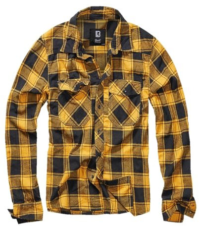 Brandit Check Shirt Long Sleeve, Farbe: Black-Yell, Größe: S