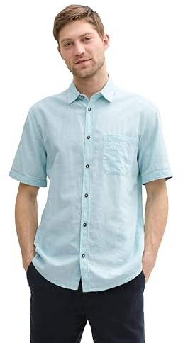 TOM TAILOR Herren 1045098 Hemd, 37198 - Pastel Turquoise Chambray, XXL EU