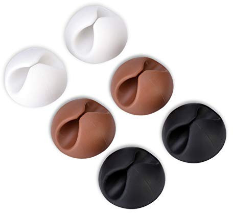 6 Fermacavi, Portacavi da Tavolo per Ufficio Organizzato, TPR, Universale, Personalizzato, Diametro 2,8 Cm, Decora la Tua Scrivania con Gadget Colorati Creativi