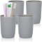 AstraLoom Grau Zahnputzbecher Set 4er – Stapelbare Kunststoff-Becher, Spülmaschinenfest für Badezimmer & Reisen 280 ml