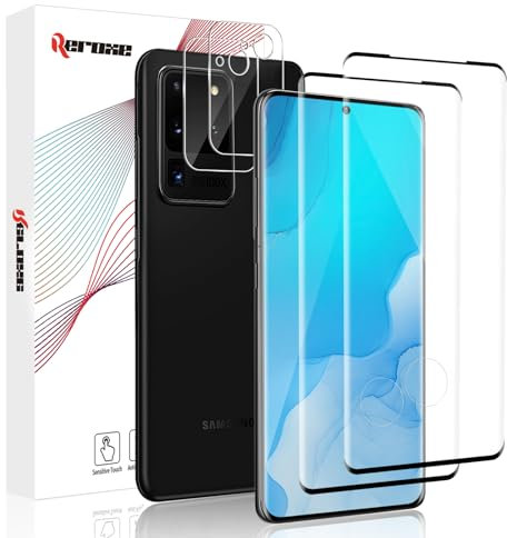REROXE 2+2 Stück Schutzfolie für Panzerglas für Samsung Galaxy S20 Ultra 5G, 3D Full Screen Anti-Kratzer Displayschutzfolie für S20 Ultra 5G, Hohe Empfindlichkeit Galaxy S20 Ultra 5G Glasfolie