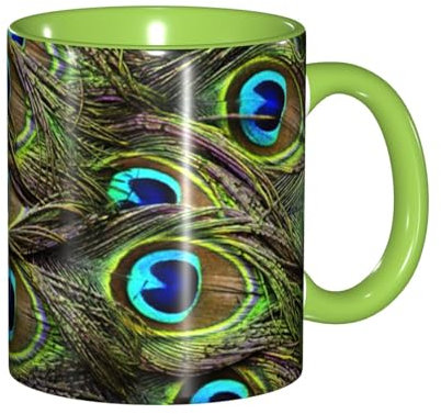WESTCH Keramiktassen mit frischem Pfau, 325 ml, buntes Tassen-Geschenkbox-Set, für Kaffeeliebhaber und Geschenke, einzigartige Tassen, personalisierte Tassen, heiße Getränketassen, bunte Tassen