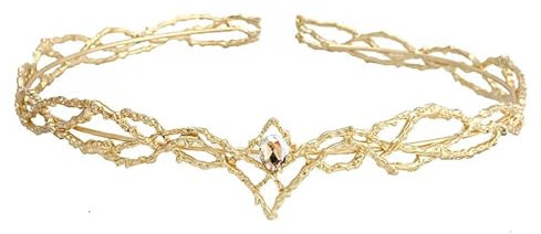 XUCZHAI Elfen-Stirnband Elfen Krone Tiara Frauen Waterdrop Zirkon Stirnband Braut Haar Zubehör Geschenke Schmuck Hochzeit Kopfbedeckungen(Gold Champagne)
