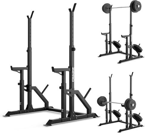 ZIPRO Ripiano bilanciere regolabile in altezza, capacità massima utente di 120 kg, in acciaio – bilanciere, squat rack, supporto per manubri, supporto per bilanciere