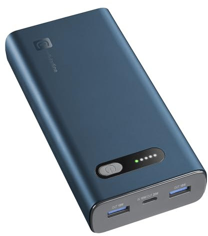 Cellularline - Fast PD 20000 - Caricabatterie Portatile Veloce - Power Delivery 20000mAh - +144 Ore di carica - Porta USB-C: INPUT 18W/OUTPUT: 20W PD - 2 Porte USB: OUTPUT: 18W - Blu
