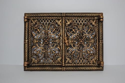 Euro Sezam - Griglia doppia forata in ghisa con chiavistello, rettangolare, per stufe, 33,5 x 25 cm, colore resistente al calore (rame)