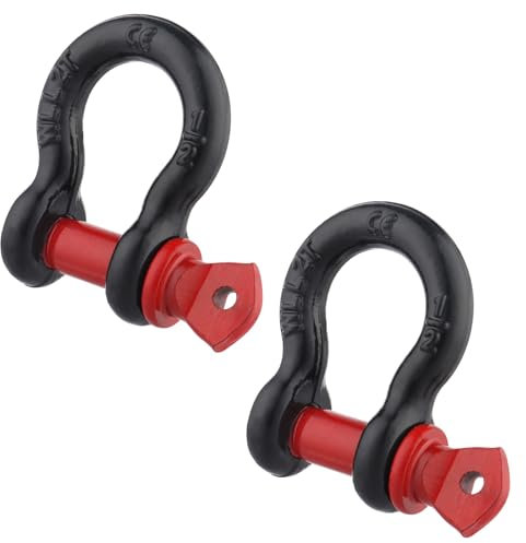 ZORUNNA Grilli ad anello a D da 1/2 '' per rimorchio, 2 grilli di ancoraggio in lega di acciaio da 2 tonnellate (2000 libbre), grillo resistente per cinghia di traino/verricello/filo di acciaio di