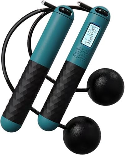 Cordless Skipping Ropes for Adults,Ropeless Skipping Rope With Counter,Portable Wireless Jump Rope,Digital Gravity Ball Jump Rope without Rope for Home Workout Equipment for Women Men (Blackish Green)