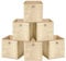 HEFTMAN Foldable Storage Cube Boxes - Set of 6 Beige Fabric Storage Boxes with Grommet Handle, Space Saving Fabric Cube Storage Boxes for Clothes, Toys, Books Organisation (26 x 26 x 28 cm - Beige)