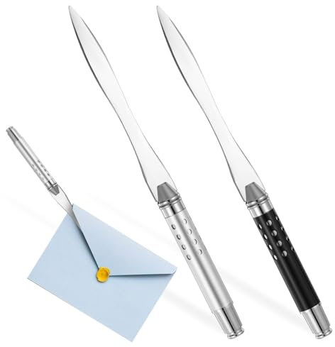 JIYIN 2 Edelstahl Brieföffner, Briefumschlagöffner Messer Brieföffner Edel Letter Opener Brieföffner Werkzeug Mühelos Post und Pakete Öffnen