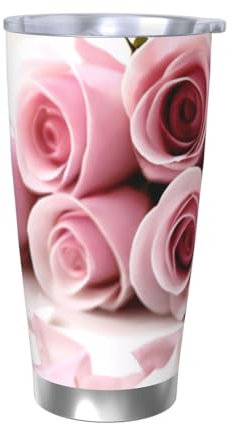 Rose 20oz Stainless Steel Vacuum Insulated Tumbler | Double Wall Travel Mug with Spill-Proof Lid | Perfect for Hot & Cold Drinks | Office, Camping, Household & More