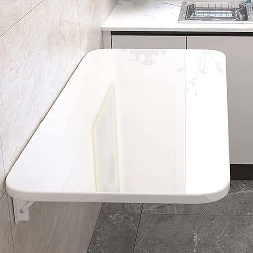 woxefo Kleiner Klapptisch zur Wandmontage Platzsparend Wandtisch Dichte Platte Oberflächenfarbe, wasserdicht, Starke Tragfähigkeit für Küche Balkon Outdoor Kleiner Raum(Weiß,100cm*50cm)