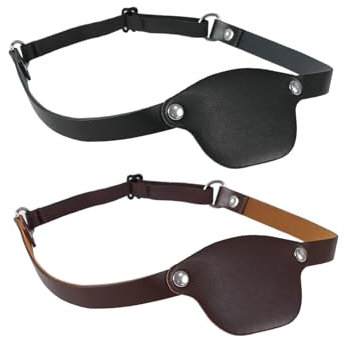 JIAHG Halloween Augenmaske Verstellbare Augenklappe Erwachsene Cosplay Augenmaske Kinder Piraten Augenklappe Gothic Requisiten (Schwarz + Dunkelbraun)