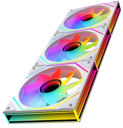 Jungle Leopard Prism6MAX-X3 RGB PC Ventilateur 120MM 3er Pack[Trois miroirs infinis à côté][HDB]58.36CFM/1850RPM/28LEDs 5V3PIN ARGB et 12V4PIN PWM Ventilateur (Blanc Reverse Blade)