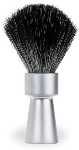 MERKUR Rasierpinsel 1100 | Black Fibre, Synthetikhaar | Mattchrom | Vegan | Aluminium Griffstück | Made in Germany