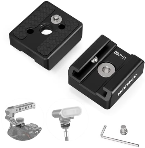 NEEWER Cold Shoe Mount Adapter Set, 2er Pack, 1/4Zoll Schraube, Federbelasteter Anti Off Pins für ARRI Kompatibel mit DJI Mic Sender, Blitz, Monitorhalterung, LED Panel Licht, Magic Arm Stativ. UA080