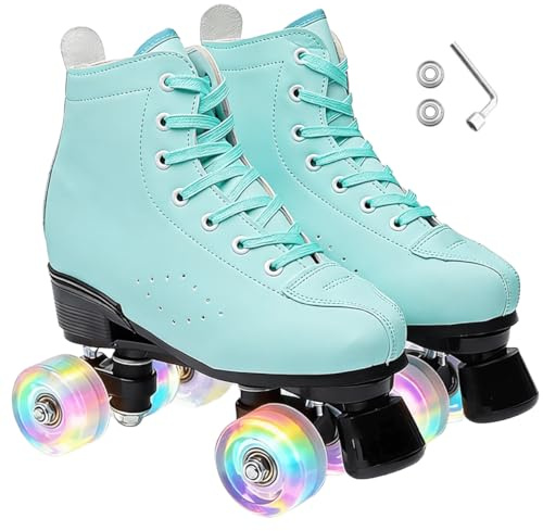 ERNAN Damen Klassische Retro Rollschuhe,Disco Roller,Classic Roller | Rollschuhe für Kinder und Erwachsene, komfortabl LED Rollerskates für Jugendliche und Mädchen