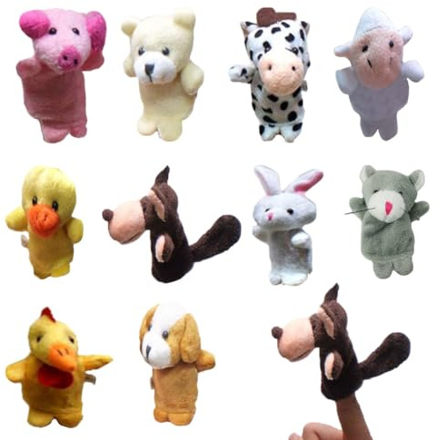 JEYORZY 10 Stück Fingerpuppen für Kinder,Fingerpuppen Set,Mini Kuscheltier,Finger Plüschtier Kinder,für Kindergeburtstag,Party Mitgebsel und Geschenkideen Halloween,für Jungen und Mädchen