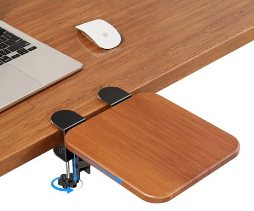 NIFBANG Ergonomic Desk Extender Tray, 20.8 x 19.3 cm Desk Extension Table Mount Wrist Rest Shelf, 90° Foldable Elbow Support Desk Extender, Clamp On Computer Arm Rest for Desk, Office(Yellow)