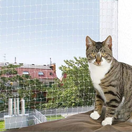 Editbar Katzennetz für Balkon 10×3 m,Balkonnetze für Katzen Transparent Können Zuschneidbar,UV-Beständig, Wetterfest,Reißfestigkeit,Katzensichere Netze für Fenster, Terrassen, Balkone und Türen