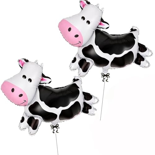 Ovanda Aufblasbare Kuh Luftballons, XXL 2 Stück Bauernhof Kuh Luftballons | Kuh Deko Folienballon, Kuh Ballons, Bauernhof Geburtstag Deko für Geburtstags Deko Bauernhof Mottoparty
