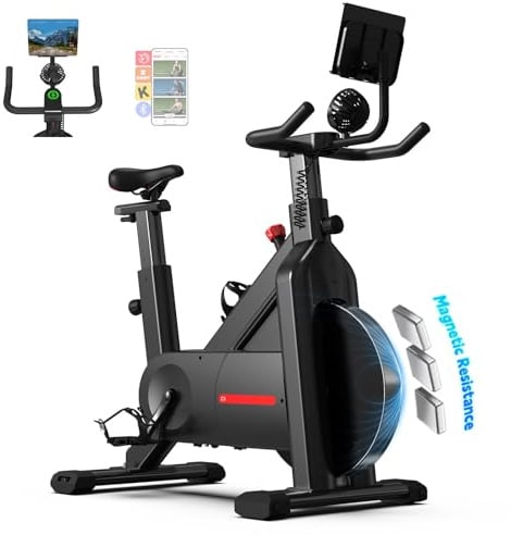 Bluearth Heimtrainer, Indoor Cycling Spin Bike mit leisem Magnetwiderstand, stationäres Fahrrad 136.1 kg Kapazität, einstellbarer Widerstand & Smart App mit malerischen Fahrten und Live-Kursen