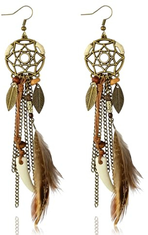 Feder Ohrringe Long Feather Federohringe Vintage Boho Federn Earrings Karneval Ohrringes für Frauen und Mädchen Karnevalsparty Themenparty Maskerade Geburtstag Alltagsoutfits (A)