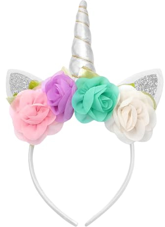 HSSPYY Einhorn Kostüm Set – Haarreif mit Horn & Flauschiger Schwanz – Einhorn Accessoire für Damen & Herren – Perfekt für Halloween, Kostümparty, Fasching, Festival & Motto Party