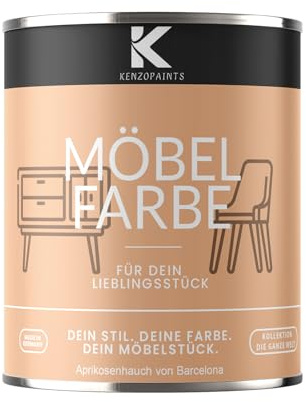 KENZOPAINTS Möbelfarbe 750ml. Seidenmatt Möbellack Buntlack Innen und Außen Holzfarbe Trendfarben DIY (1, Aschgrau von Lübeck, 750ml.)