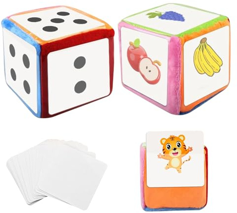 Hojalis Taschenwürfel, 2PCS Würfel Mit Einstecktaschen, 10cm Würfel Mit Taschen, DIY Education Spiele Spielwürfel Mit 50 Karte, DIY Taschenwürfel Mit Einstecktaschen Für Kindergarten,Vorschule,Schule
