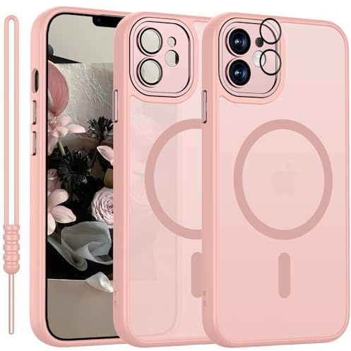 YUANDMI für iPhone 11 Hülle kompatibel mit MagSafe, Hanyhülle für iPhone 11 Magnetisch Dünn Matte Touch, rutschfest Kratzfest Schutz Stoßfest Hülle Pink Rosa