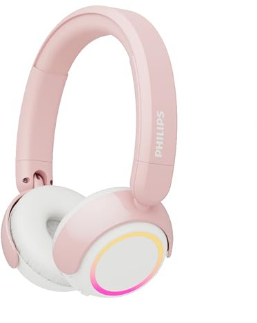 PHILIPS TAK4200PK Serie 4200 Cuffie pieghevoli per bambini on-ear wireless a volume limitato, Condivisione audio, Cavo 3,5mm e USB-C incluso - Rosa | Volume limitato, condivisione audio, cavo USB-C incluso, rosa