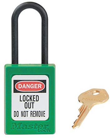 Master Lock S32GRN Cadenas de Consignation en Thermoplastique Diélectrique pour Installations Electriques, Vert, Anse 3,8 x 1,6 cm