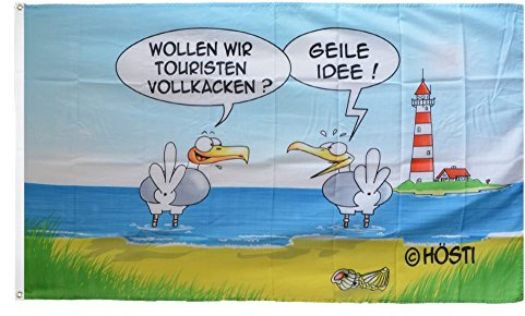 Flaggenfritze Fahne/Flagge Möwen - Touristen Vollkacken + gratis Sticker