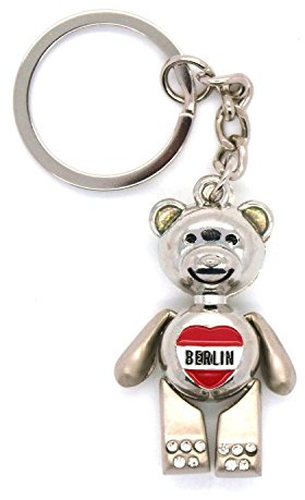 Starlet24 Porte-clés ours de Berlin - Couleurs au choix - Métal - Maillons mobiles - Souvenir, Argent Berlin, 47 x 30 x 18 mm