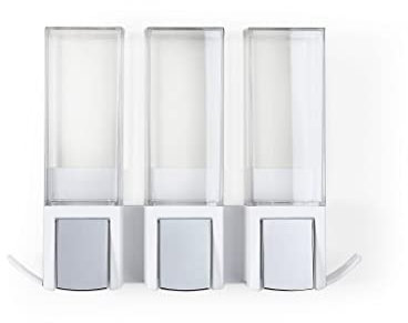 Better Living Products Clever Triple Shower Dispenser 3, Shampoo und Seifenspender, 3 x 502,7 ml, weiß, 28,6 x 8,9 x 21,0 cm