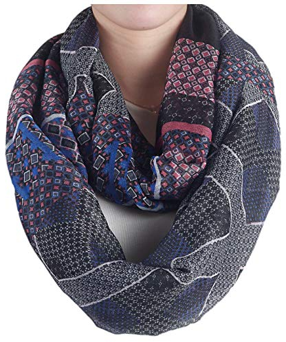 Gil SSC XXL LOOP SCHAL SCHLAUCHSCHAL RUNDSCHAL HALSTUCH TÜCHER AUSWAHL HERBST WINTER 2017-2018 (Trendy Muster Schwarz Blau Weiß Rosa)