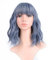 VCKOVCKO Wellenförmige Perücke kurze Bob Perücken mit Pony schulterlange lockige gewellte synthetische Cosplay Perücke Pastell Bob Perücke für Mädchen bunte Kostüm Perücken (12,Blau Mischen)